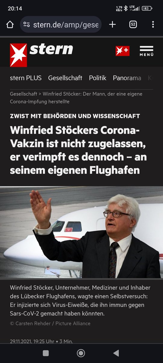 Erinnerung 
Dr. Stöcker entwickelt eigenen Corona Impfstoff OHNE bekannte Nebenwirkungen.
Bietet diesen KOSTENLOS zur Vervielfältigung.
Prof. Drosten befindet ihn für 'Sehr gut'
Der Staat verfolgt Stöcker daraufhin.
Dieser Staat hat keine Fehler gemacht, es sind Verbrecher.