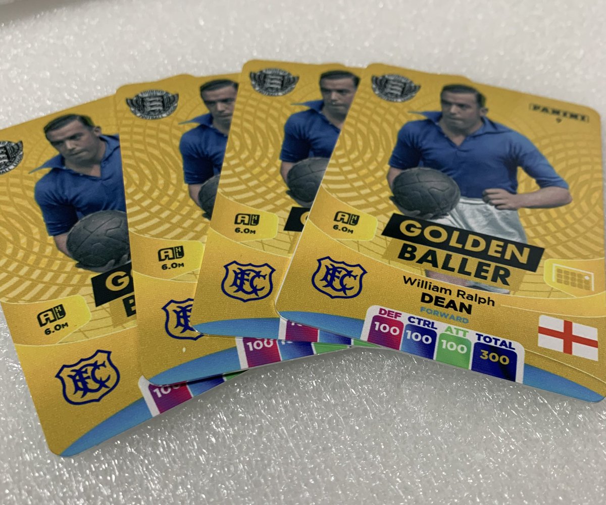 WR Dean The Original Golden Baller Aluminium collectable cards. Available at St Luke’s before the game at the weekend. #EFC #EvertonGoldenBallers