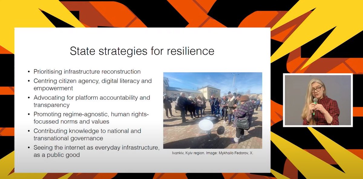 'The State in #Ukraine has realized that building a decentralized infrastructure is really important because it makes connectivity less prone to destruction.' @tanyalokot Live now: dnlb.org/live #BeyondControl #DNL32