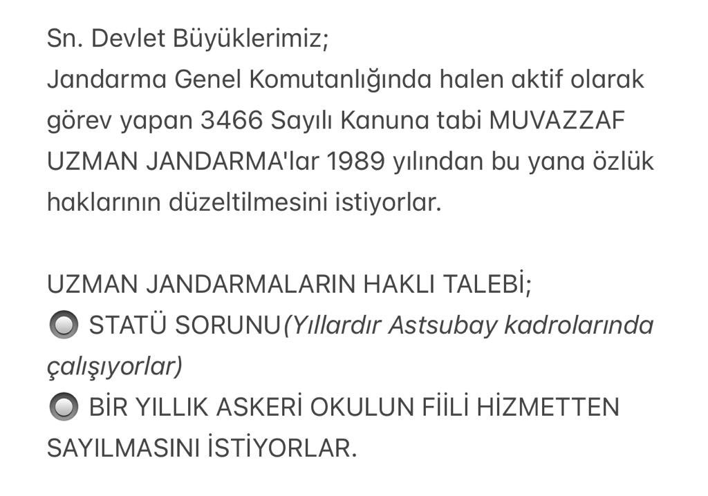 oguzkagandesta's tweet photo. Uzman Jandarmalar(30.000 kişi)yıllar geçsede,
1-STATÜ SORUNUN ÇÖZÜMÜNÜ
2-BİR YILLIK ASKERİ OKULUN FİİLİ HİZMETTEN SAYILMASINI UMUTLA bekliyorlar…🇹🇷
 @RTErdogan @MHP_Bilgi @serefcayirtepe @AliYerlikaya @mehmetaktas023 @Akparti @iletisim @ErcanSeki @suleymansoylu @PrfDrFilizKilic https://t.co/6W2O0JgS3o