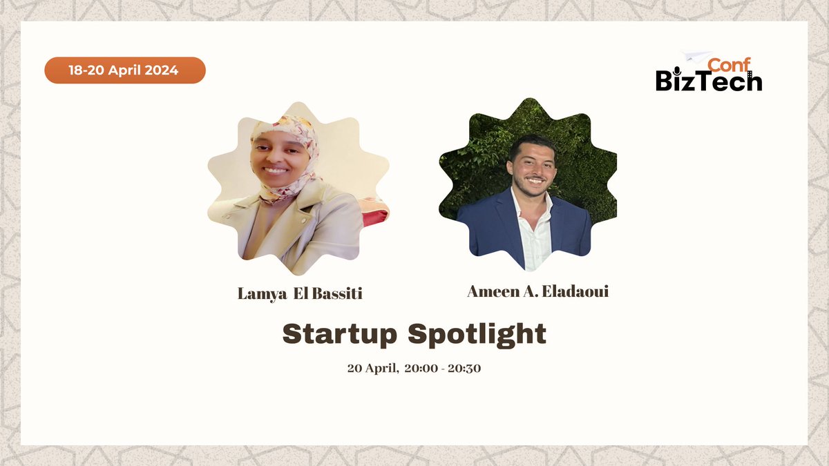 BizTechConf's tweet photo. Don't forget to join us at 8:30 PM for the Startup Spotlight, a pitch session for Moroccan startups. 

https://t.co/8n7FjXQQNL https://t.co/7y7BmEaEUX