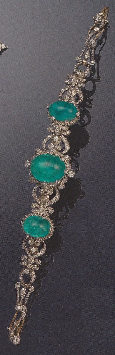 Brazalate de diamantes y esmeraldas propiedad de la Princesa Hanna de Liechtenstein, circa 1850