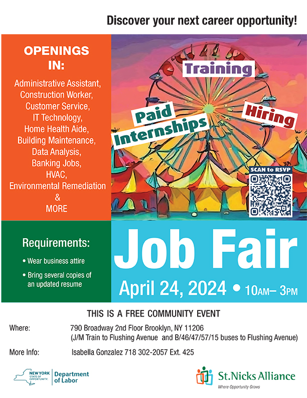 Looking for your next career opportunity? We are #hiring! Join in at our Job Fair Wednesday, April 24. ⏰10 a.m.–3 p.m. 📍790 Broadway 2nd Floor, Brooklyn For more info call Isabella Gonzalez at 718-302-2057 Ext. 425 #nowhiring #hiringnow #northbrooklyn #williamsburgbrooklyn