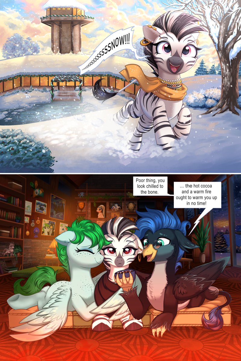Comic commission for @artgoblin3 ! Lulu learns a hard lesson- snow is COLD. 🌨️