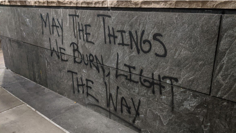 [Portland, USA - George Floyd riots] 'May the things we burn light the way'