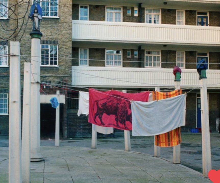 Echo of washing at St Pancras Housing (with stolen finials) Photo by Peter Marshall.