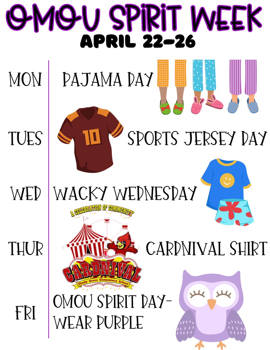 Next week is the final week of OMOU Unity Month, and we are celebrating with a spirit week! #omouspiritweek