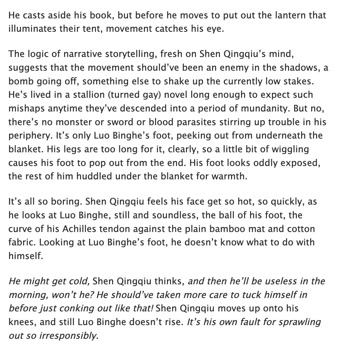 miss_coverly's tweet photo. NEW FIC 💘 domestic bingqiu for @demigod4ssassin
i hope you enjoy &amp; thank you for donating to @SVSSSAction :)

‣ scum villain's self-saving system
‣ bingqiu 
‣ 2.9k
‣ rated T
‣ sqq tenderly rubbing luo binghe's feet, fear of intimacy, sleepy fluff
https://t.co/fs3XqiNdwC https://t.co/g044lGImpc