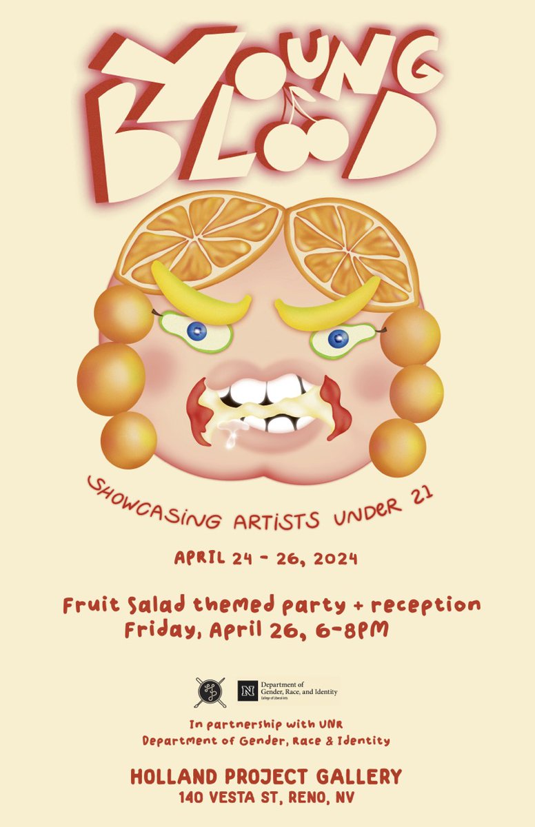 YOUNG BLOOD is TONIGHT 4/26 and the theme is fruit salad! Dress for the party and join us to support local emerging artists 🍊 Some of our awesome partners will be posting up with hands-on activities and more surprises in store. It's always a blast! 6-8PM & FREE! 🍒🍍🍇
