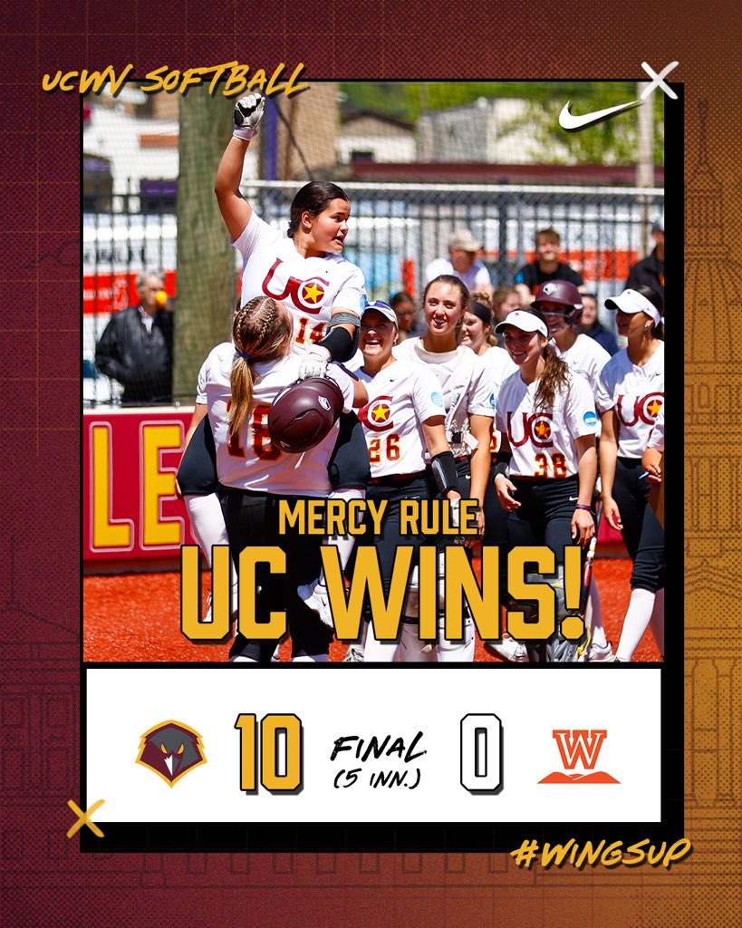 🥎 ANOTHA ONE 🫡 The Golden Eagles defeat the Wesleyan Bobcats via the mercy rule!! Isabella Andujar went 2-3 with a homer, a double, 2 RBIs and 2 runs scored 🥵 #WingsUp 🦅