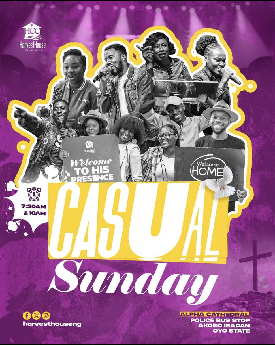 Did you know that this coming Sunday is our April Casual Sunday Service? Now you do!!! Don’t just plan a ‘giving’ outfit 😍 plan to get the best out of God’s presence. See you on Sunday! #HarvestHouseNation
