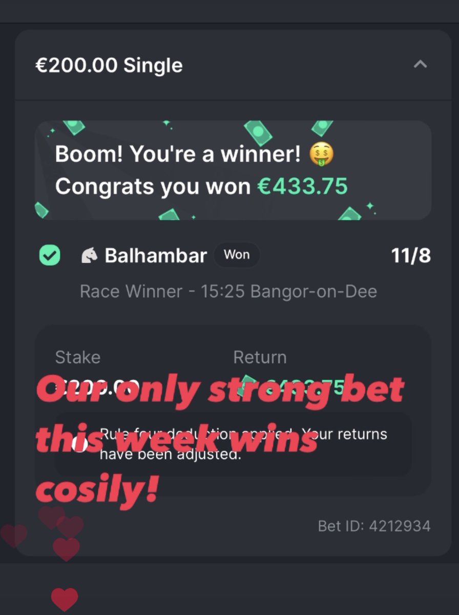 Only strong bet this wk #horseracing #bettingtips #horseracinguk #horseracingtips #horseracingtipster #horseracing #horseraces #horsetips #horsetipster #horsetipsters #racehorsetips #racingtips #horseracingtipsters #greyhound #greyhoundtips #greyhoundtipster #cheltenhamfestival