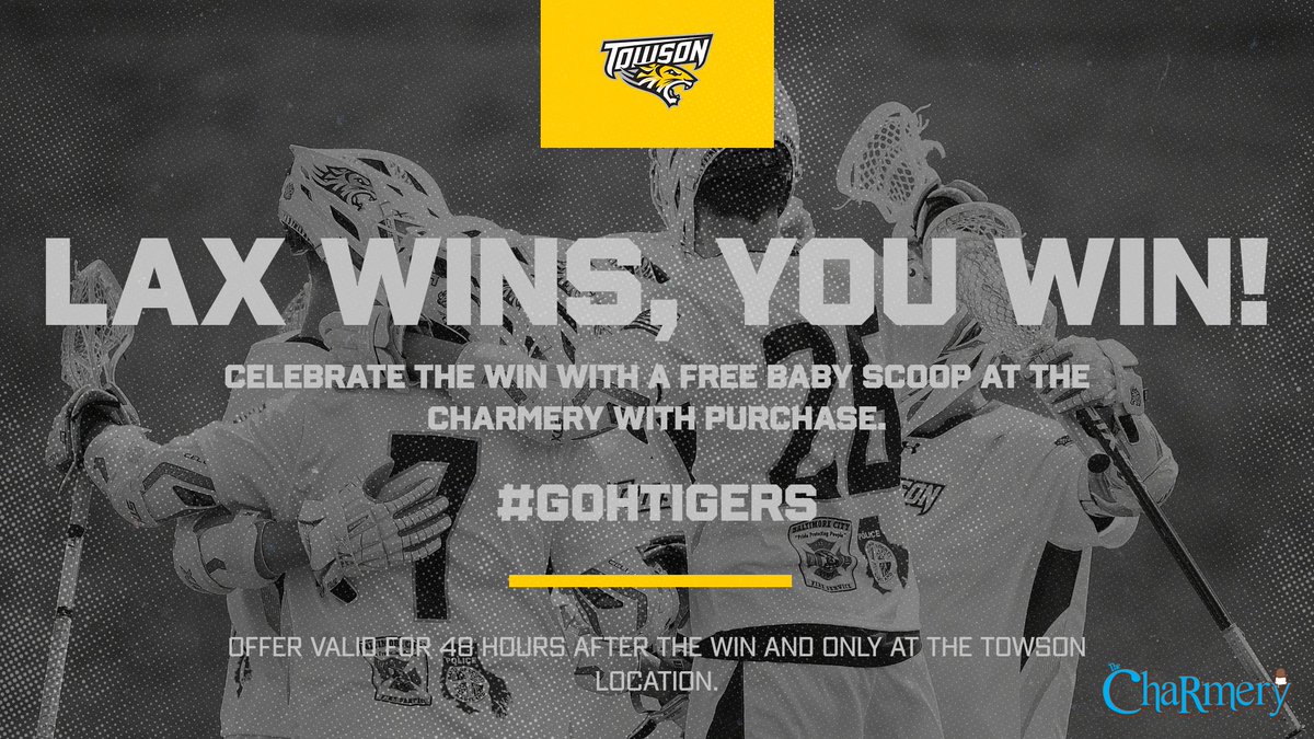 We win, you win! Get your free baby scoop at The Charmery (with purchase) in Towson! #GohTigers