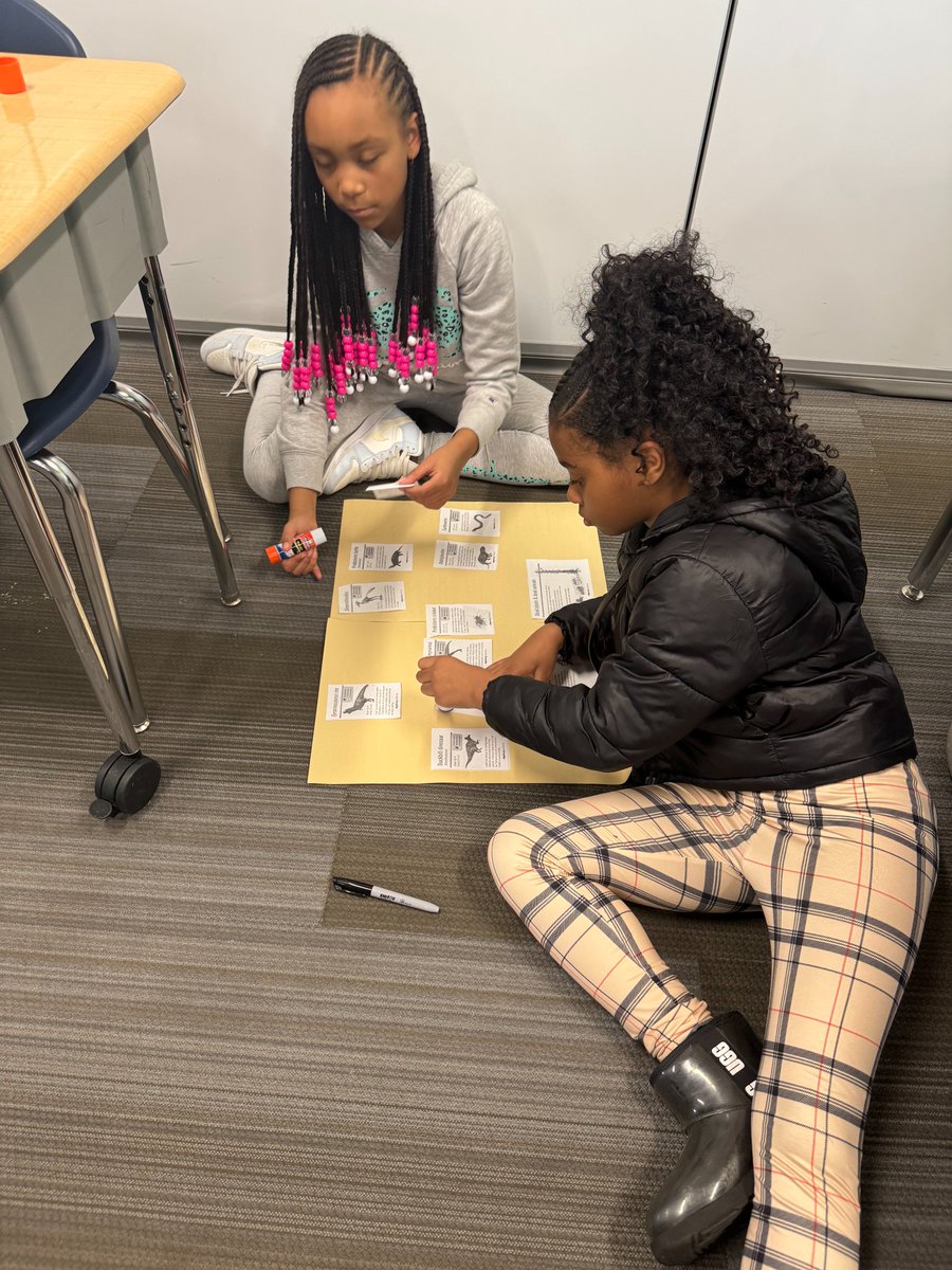 PREPRIDE's tweet image. Fifth-grade students created food webs based on organisms from 65 million years ago, DINOSAURS!!!