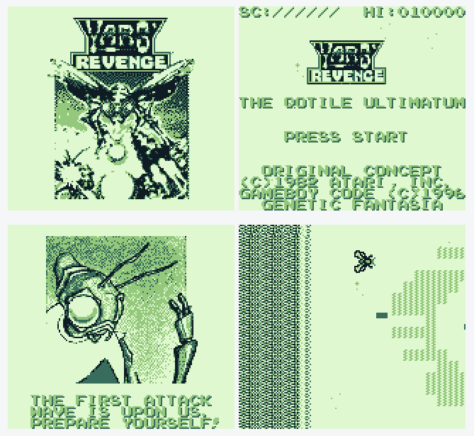 MikeJMika's tweet photo. Happy Birthday, Game Boy! You look good for 35. Way back in 1996 I set out to reverse engineer the Z80 (RIP) handheld and my first working code example for it was my favorite 2600 game: Yars' Revenge. https://t.co/csxdGYJqD6