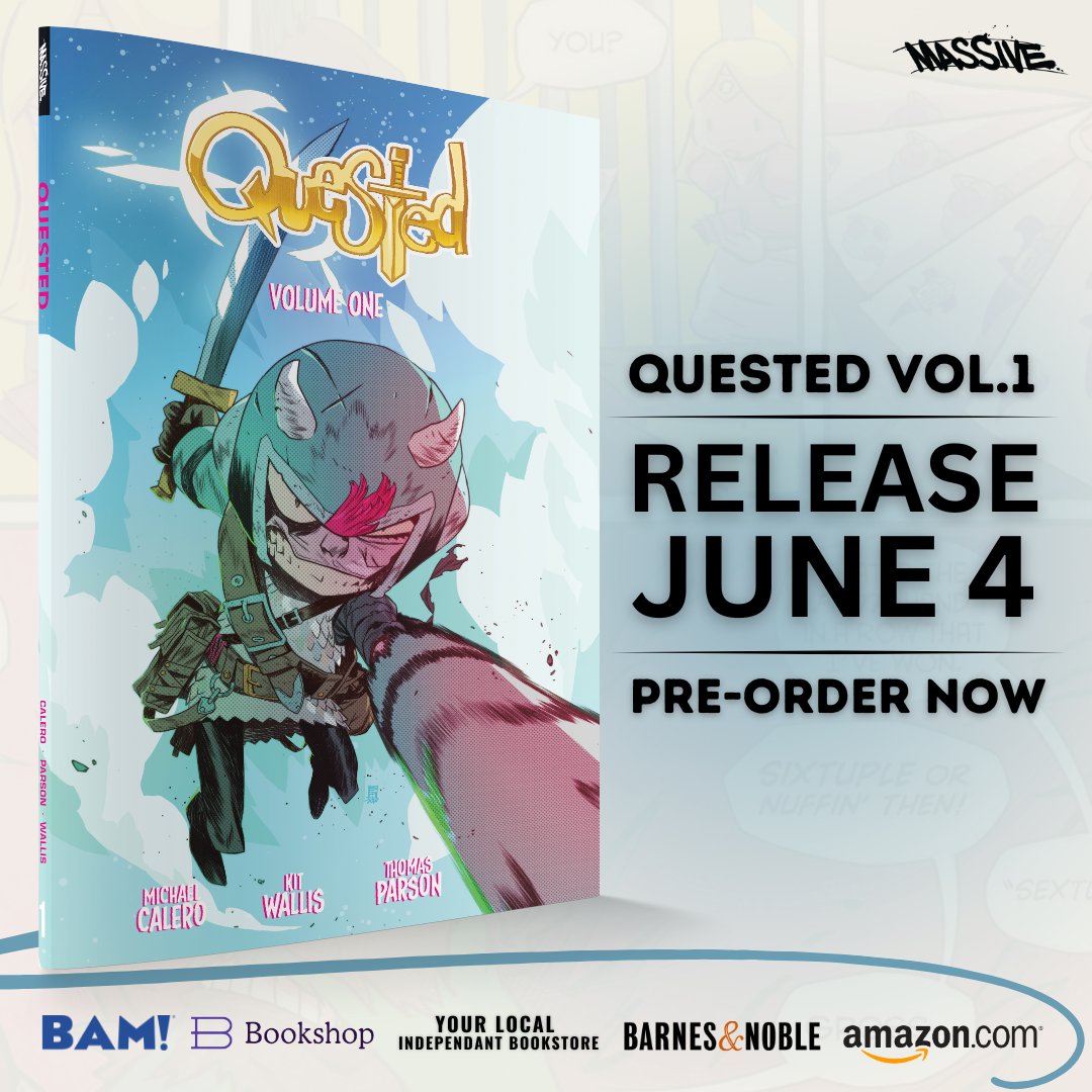 It's time to pre-order Quested Vol.1 at your local bookstore and online retailers! ⚔️📚 Pre-order now: simonandschuster.com/books/Quested-… #indiecomics #graphicnovel