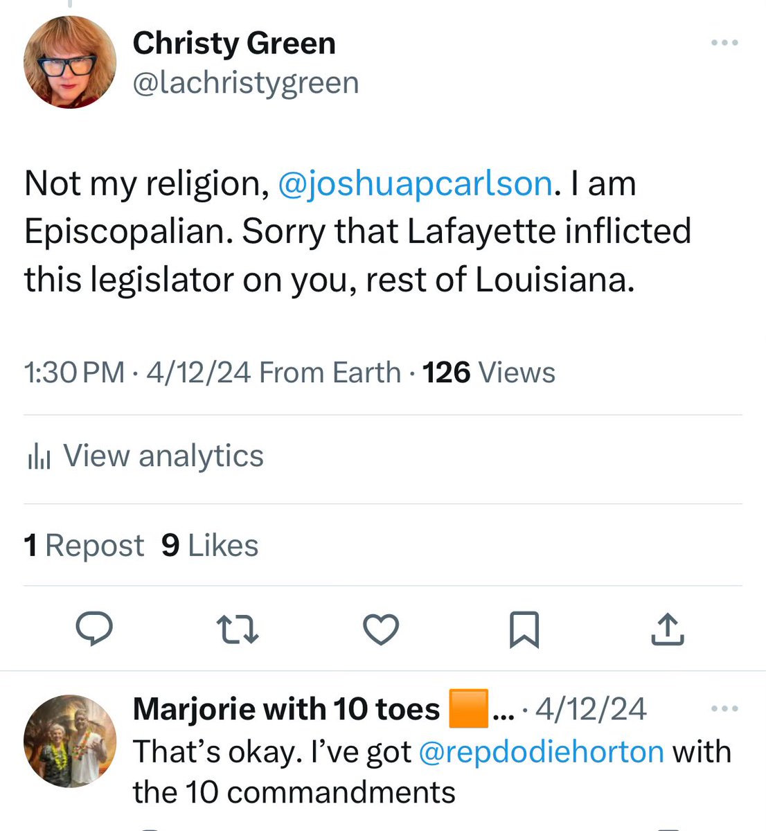 @joshuapcarlson As I mentioned to @joshuapcarlson, my church, in the heart of Lafayette has been celebrating same-sex marriage for years. We bless marriages every Sunday, and a good number of them are same-sex marriages. How dare he trample my #ReligiousFreedom!