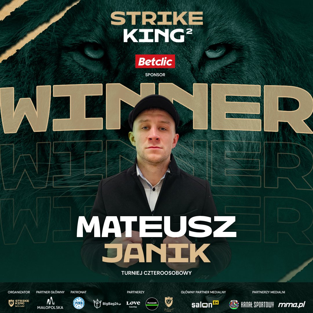 🥊 Mateusz Janik pokonał przed czasem Szymona Mątewskiego i zameldował się w finale turnieju czteroosobowego! 📺 strikeking.ppv-stream.pl #StrikeKing2 #StrikeKing #letsrule #k1 #kickboxing #krakow #TurniejCzteroosobowy