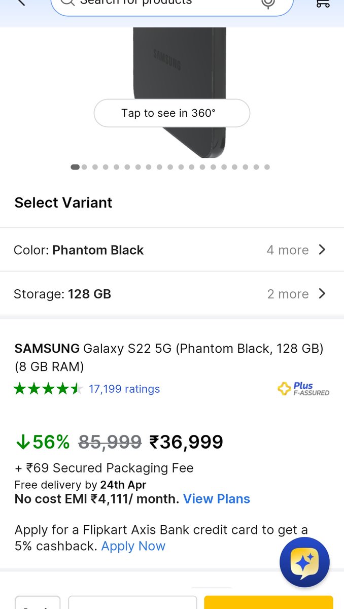 Samsung Galaxy S22 5G at ₹36,999 with Axis credit card cash back you can get at ₹35,149 

Before it was around 21k due to a Glitch 

This is a Steal deal at this price 

#GalaxyS22 #Samsung