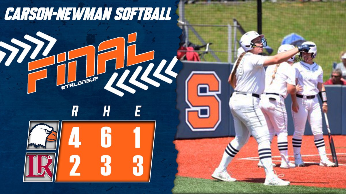 After a long pitcher's duel, the Eagles take Game 1! Stay tuned for the second game of the doubleheader

🦅<a href="/cnsball/">Carson-Newman Softball</a> 4
🐻<a href="/LRSoftball/">Lenoir-Rhyne Softball</a> 2
FINAL

🖥cneagles.com/floSB @FloSoftball
📱cneagles.com/live
📈cneagles.com/livestats