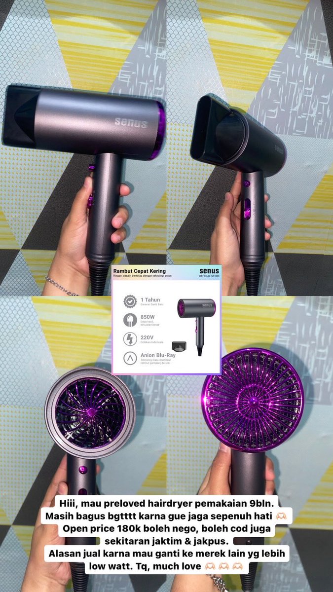 Helpp gaiss barang kalo ada yg mauuu 🥹

#zonauang #preloved #hairdryer #hairstyle #hairdryersenus #senus #pengeringrambut #haircare #hairtools