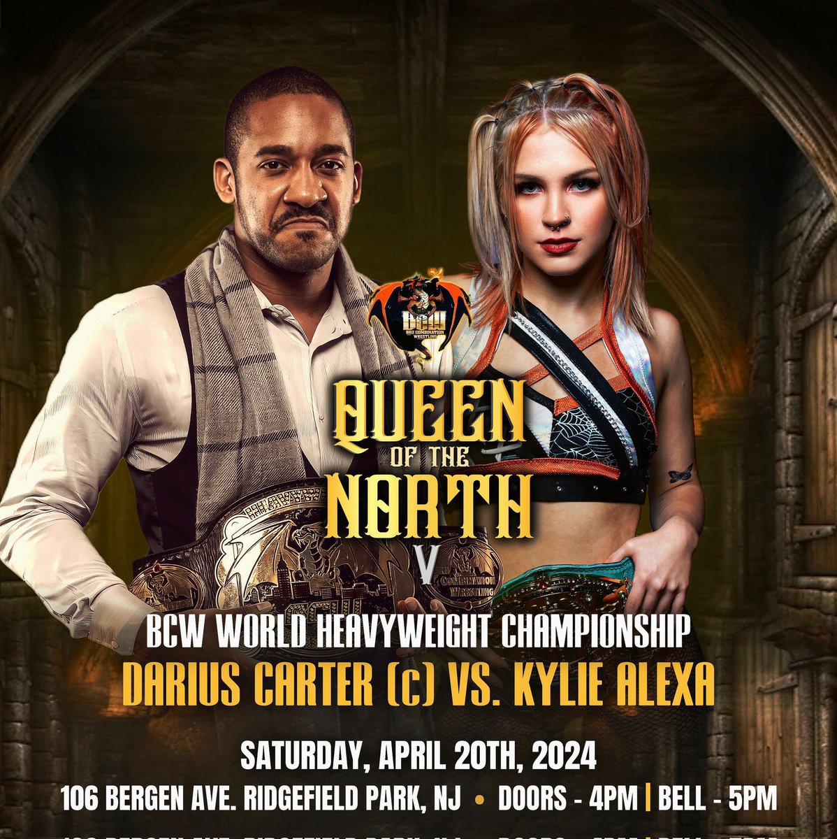 From North Carolina to New Jersey, your @BCW_Wrestling_ World Champion returns to the place he put on the map for His 1st 2024 defense!

Though this is #QOTN5, tonight is a night where ALL Champions are present - I set the table so they could eat.

See you soon, @kyliealexxa 🍷