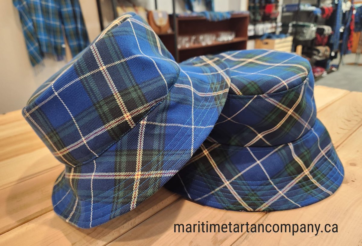 Bucket hats have been started and will be in store and online in the next week. Will have tartans and prints available soon. They are made in store Maritime Tartan Company 28 Church Street Amherst Nova Scotia (902) 441-6721 maritimetartancompany.ca