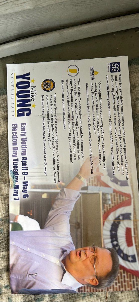 Scandal alert in IN Senate district 35 Incumbent Indiana GOP Senate candidate Mike Young puts the Indiana FOP logo on his mailer insinuating that they have endorsed him..... They have not. You can't trust a lifetime politician who lies to his constituents. Vote for Phil Clay