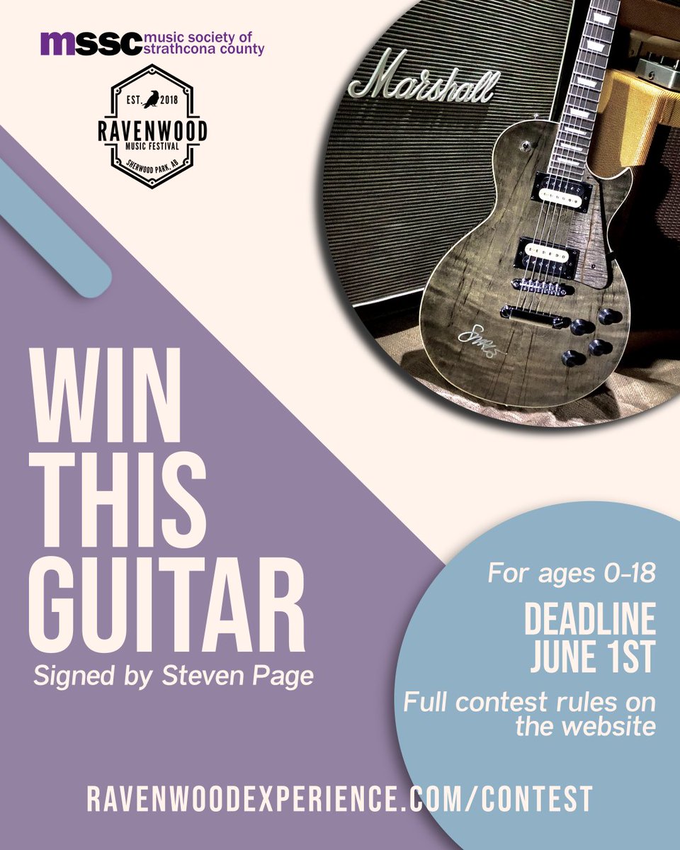 There's still a little over a month left to enter the contest to win this gorgeous, custom made guitar! Open to ages 0-18.

Let all young musicians, aspiring or otherwise, know and get them to enter. Deadline for entries is June 1st. ravenwoodexperience.com/contest

#shpk #yeg