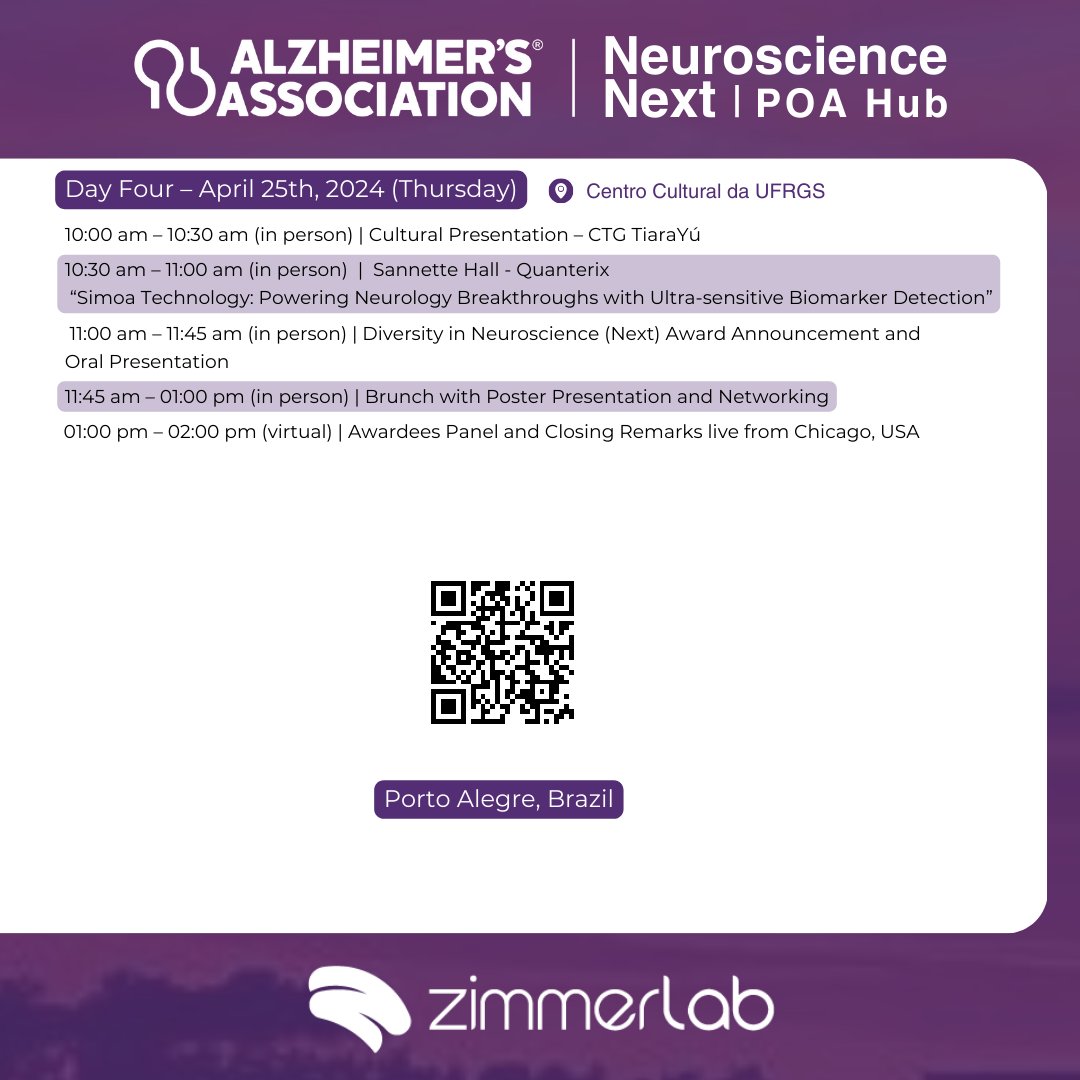 Check out the full AAIC Neuroscience Next Porto Alegre Hub program 🇧🇷 🧠🌇
#AAICNeuro #AAICNeuroPOA <a href="/alzassociation/">Alzheimer's Association</a> 
<a href="/erzimmer/">Eduardo Zimmer 🦋</a> <a href="/giovannacollar/">Giovanna Carello-Collar</a> @HumbertSLab
#LucPellerin <a href="/BellaverBruna/">Bruna Bellaver</a> <a href="/mvlourenco/">Mychael Lourenco</a> <a href="/pedrorosaneto/">Rosa Neto, Pedro -</a> <a href="/TharickAPascoal/">Tharick Pascoal</a> <a href="/ann_kar14/">Anne-Karine Bouzier-Sore</a>
<a href="/Pamlukasewicz/">Pâmela Lukasewicz</a> <a href="/LuCrivelliOk/">Lucía Crivelli</a>