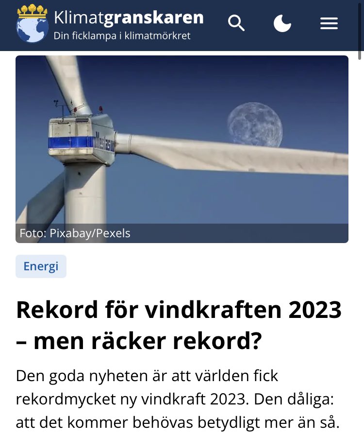 Tillskottet av ny vindkraft slog nytt rekord 2023. Vindkraftverk med en installerad effekt på 117 gigawatt tillkom under förra året runt om i världen – en ökning med 50 % jämfört med 2022.