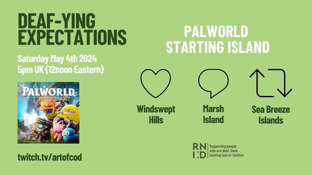 artofcod's tweet image. Myself and @msmarvelfab embark on our 24 hour charity stream in aid of @RNID THIS SATURDAY!

We are leaving it to you to help us decide where we should start our adventure!

Want to donate, our @JustGiving page is already live! justgiving.com/page/deafying24