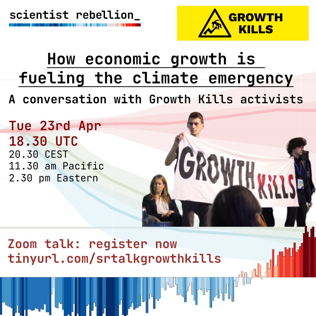 📢#SRTalk: GROWTH KILLS 📅 Tue 23 April 🕡 18.30-19.45 UTC 🗣️How economic growth is fuelling the climate emergency - a conversation with @growth_kills activists 👉 Register here: us06web.zoom.us/meeting/regist…