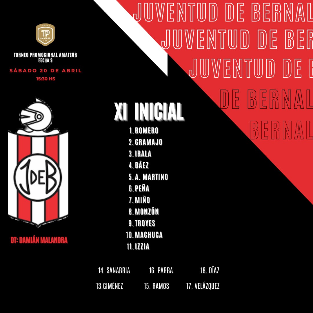 𝐍𝐔𝐄𝐒𝐓𝐑𝐎 𝐗𝐈 𝐈𝐍𝐈𝐂𝐈𝐀𝐋

📋Los elegidos por Damián Malandra para enfrentar a Defensores de Glew desde las 15:30

#𝗩𝗔𝗠𝗢𝗦𝗝𝗨𝗩𝗘𝗡𝗧𝗨𝗗 🔴⚪