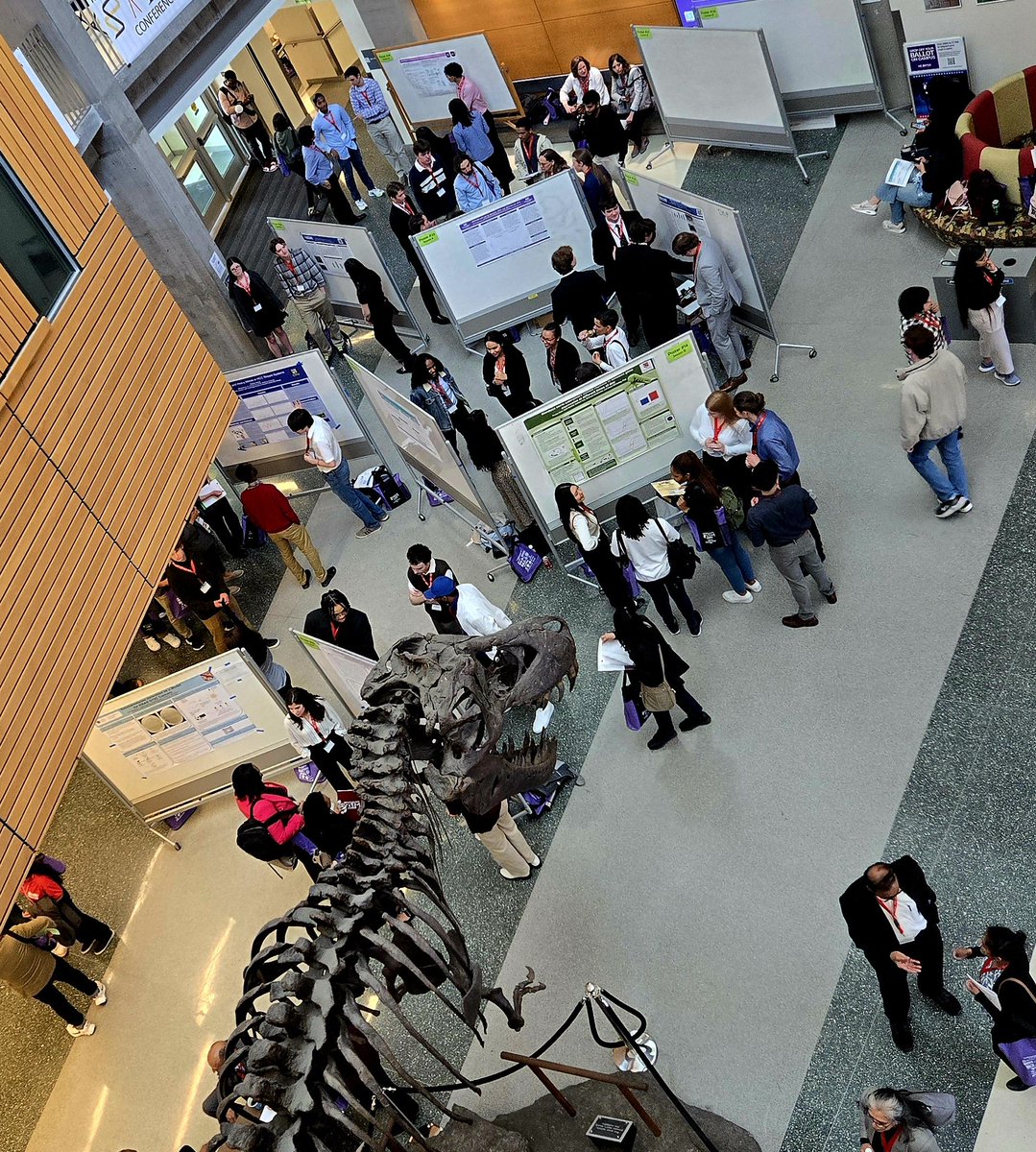 Where else can there be a poster session under the watchful eye of Stan, the T. rex?!!
#MCSC #MCSC2024 #MDCCs #trex @montgomerycoll
@MCBioRckvl 
@mc_rockville 
#undergraduateresearch