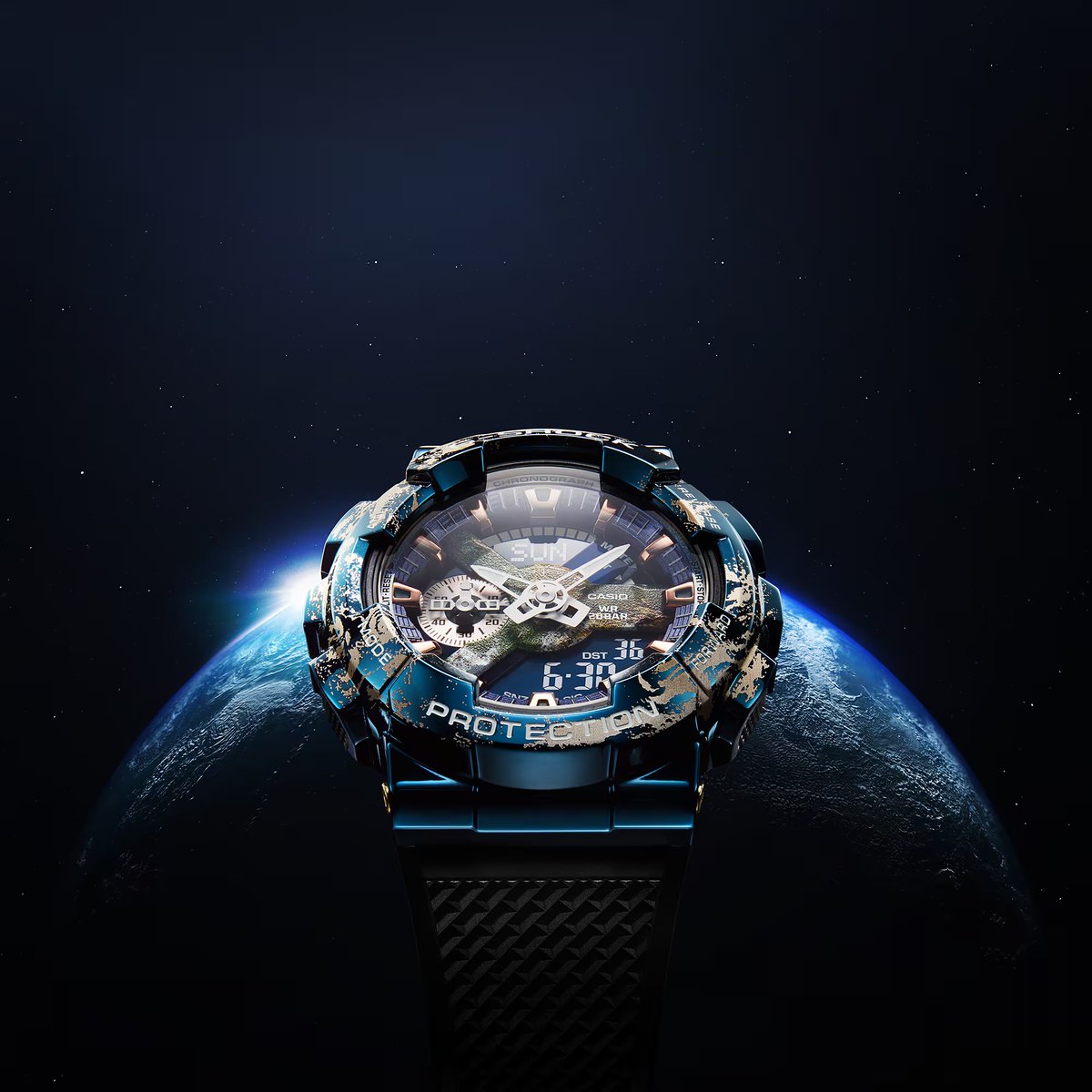 In honor of our shared home, G-Shock's ion-plated reproduction of Earth on the bezel and watch face. Last one in stock!

altivo.com/products/gm-11…

#earthday #EarthDay2024 #GShock #gshockcollector #gshocklover #gshockwatch #gshockwatches #sportswatch #MensAccessories #MensWatches
