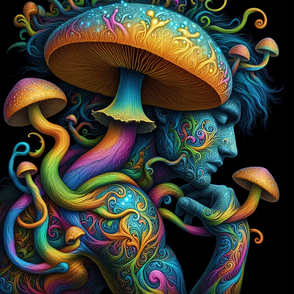 Itsallgravy_g's tweet photo. 'A psychedelic mushroom with fractal patterns and a meditating human with a third eye intertwined.' #AIart #aiartcommunity #AI #aixhuman #aiassistedart #humanXaiEqaulsArt #AIcommunity #art #ArtistOnX #multipledimensions #CERN #DREAMS #lsd #mushrooms #psilocybin #psychedelics https://t.co/RZR7CajFdM