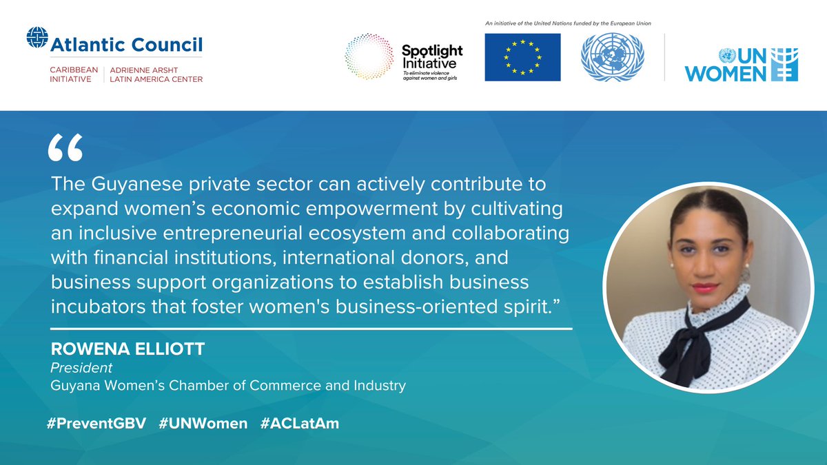 Rowena Elliott, President of the Guyana Women's Chamber of Commerce and Industry, discusses the role of the Guyanese private sector on helping to expand and enhance women's economic empowerment in the country. #ACCaribbean #ACWomen @unwomencarib
