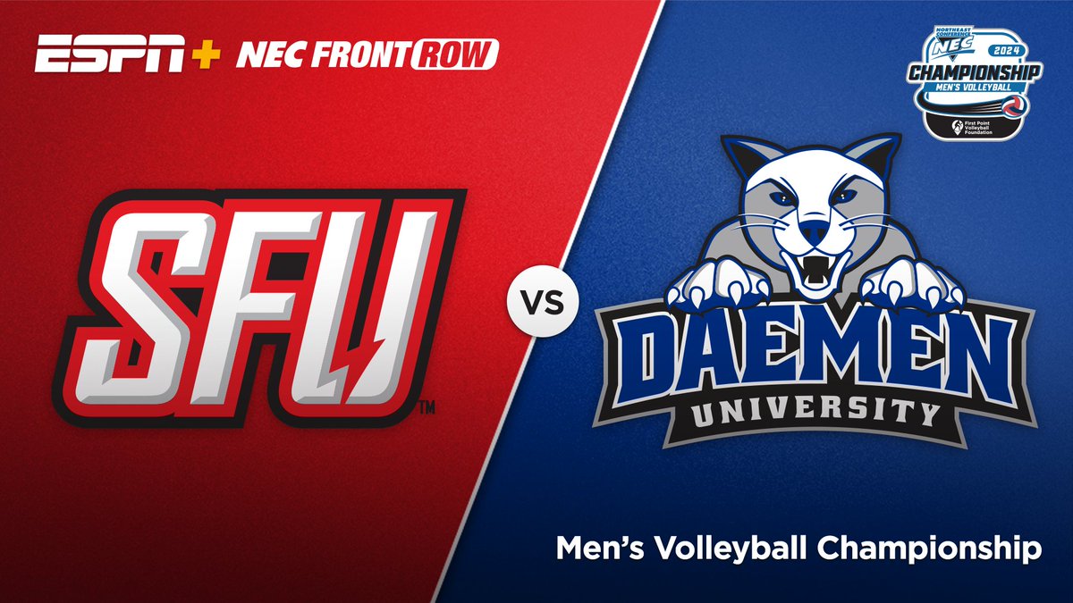 𝙞𝙩 𝙖𝙡𝙡 𝙘𝙤𝙢𝙚𝙨 𝙙𝙤𝙬𝙣 𝙩𝙤 𝙩𝙝𝙞𝙨.

No. 2 @DaemenMVB 🆚 No. 1 @RedFlashMVB for the 🏆.

📍Loretto, PA
⏰4 pm
📺es.pn/4b4QR0Y (ESPN+)
💻necfrontrow.com/game/12227
📈bit.ly/49HXuFi
ℹ️bit.ly/3U5A47m

#NECMVB x #NECchamps x @FirstPointVB