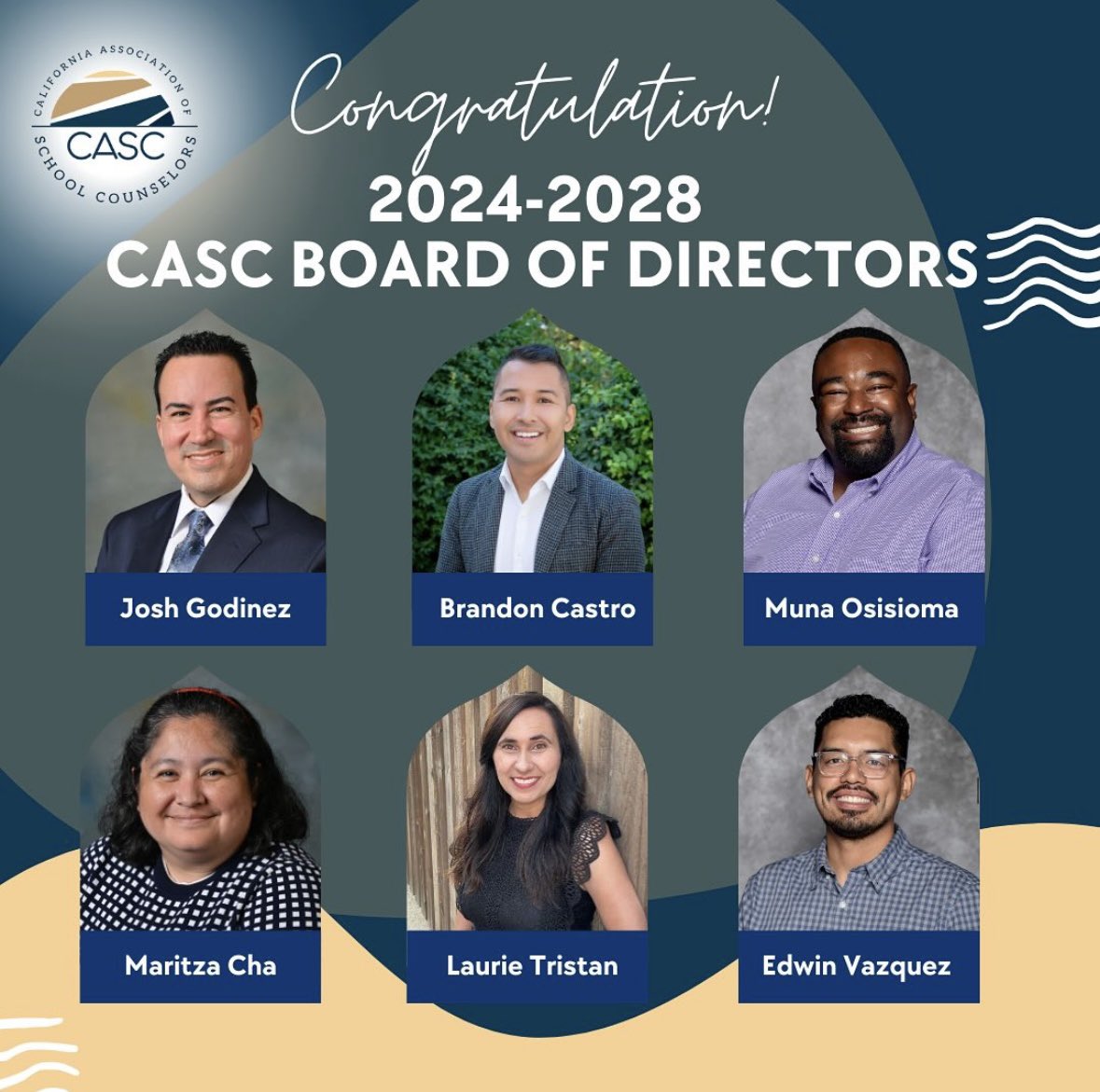 Thank you for electing me on to the @MyCASC Board. I am honored and humbled to be a servant leader for the school counseling profession. I will continue to advocate for school counselors. Most importantly, I want to continue hearing from school counselors