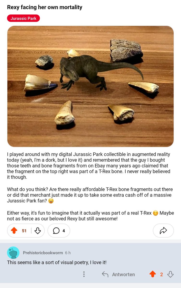 Posted this in the Jurassic Park subreddit yesterday: 50 likes, a couple of positive comments, zero hate. Imagine how different the reactions would have been had I told them that Rexy is an NFT. People don't hate digital collectibles, they hate the image they have of NFTs. #veve