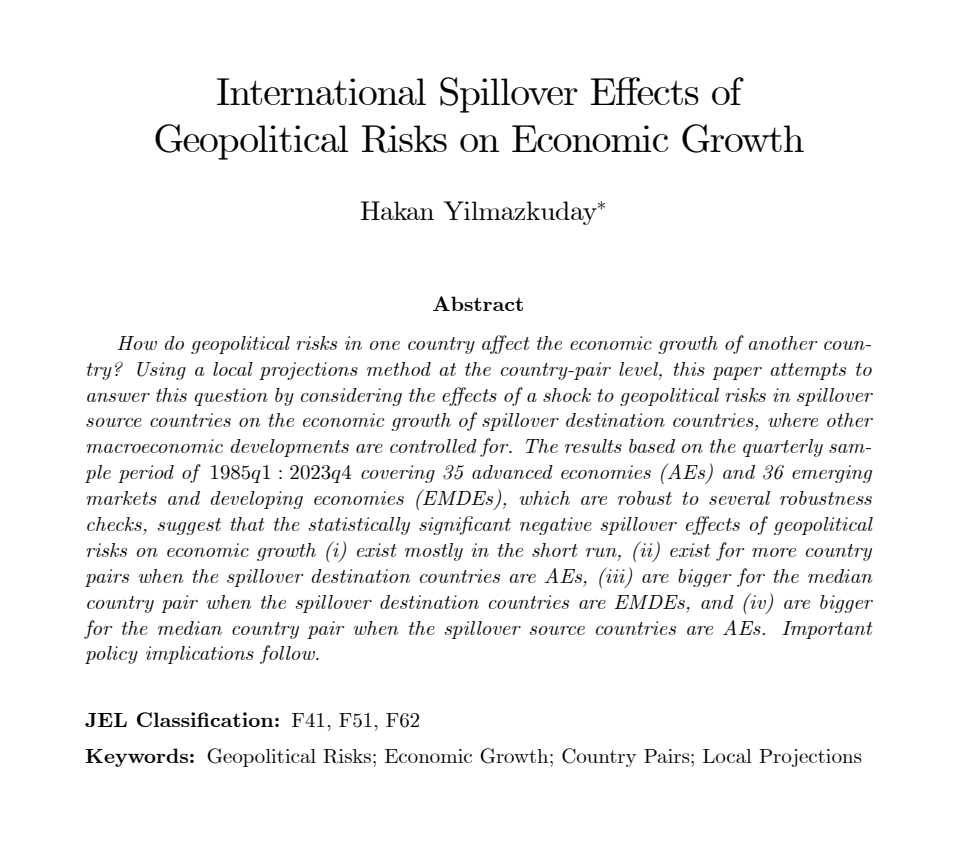 How do geopolitical risks in one country affect the economic growth of another country? The answer is in this brand-new working paper: ssrn.com/abstract=48018…