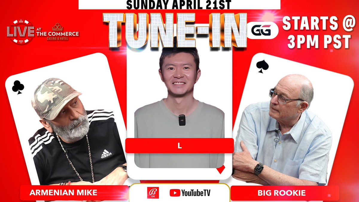 SUNDAY $50/100+$100bba WILL BIG ROOKIE MAKE A COME BACK! TODAY AT LIVE AT THE @commercecasino youtube.com/live/97LXmt_hd… Watch live on the @ballylivenow app, YouTube and @Stadium @ggpoker @maverickgaming @pokerorg #poker #live #livestream #highstakes #ggpoker #ballys