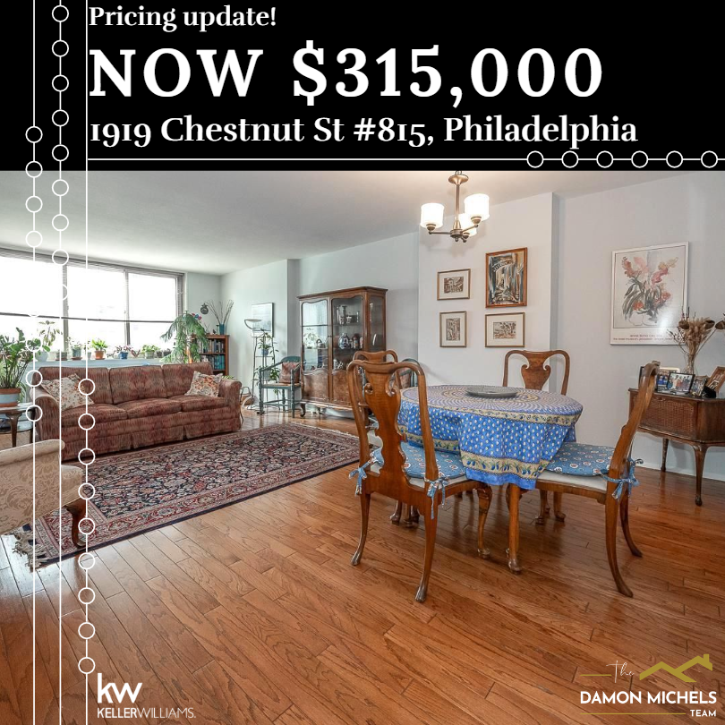 🏡 Exciting News! The price for 1919 Chestnut St #815 has just been improved! Don't miss out on this fantastic opportunity to invest in the heart of the city. Contact us today to schedule a viewing! 
#PriceImprovement #Philadelphia #RealEstate #KWMainLine #TheDamonMichelsTeam