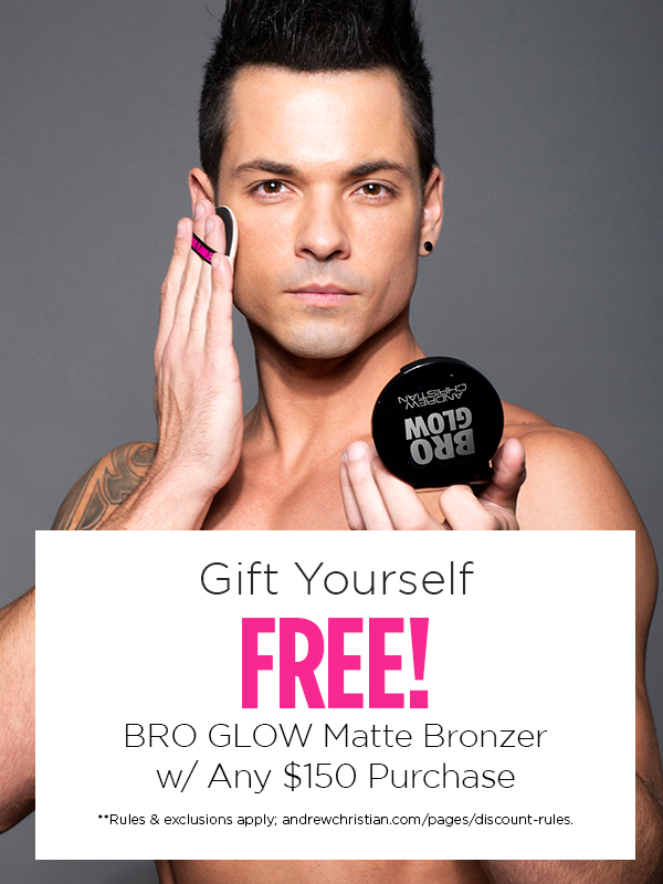 Gift Yourself FREE! BRO GLOW Matte Bronzer w/ Any $150 Purchase andrewchristian.com/collections/un… **Rules & exclusions apply; andrewchristian.com/pages/discount…. #free #skincare #makeup