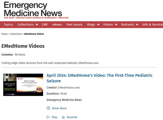 Pediatric emergency physician Adeola Kosoko, MD, goes deep with an evidence-based approach to caring for children who had a seizure for the first time, only in this month’s video from @EMedHome. tinyurl.com/EMedHomeVideos #FOAMed #FOAMpeds