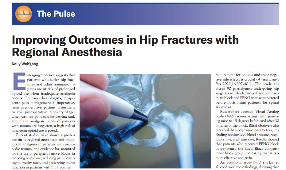 #RegionalAnesthesia and #MultimodalAnalgesia are becoming popular options for patients with orthopedic trauma, as evidence mounts on the role of peripheral nerve blocks in reducing opioid use, reducing pain, and lowering mortality rates. ow.ly/uIL250RehNs