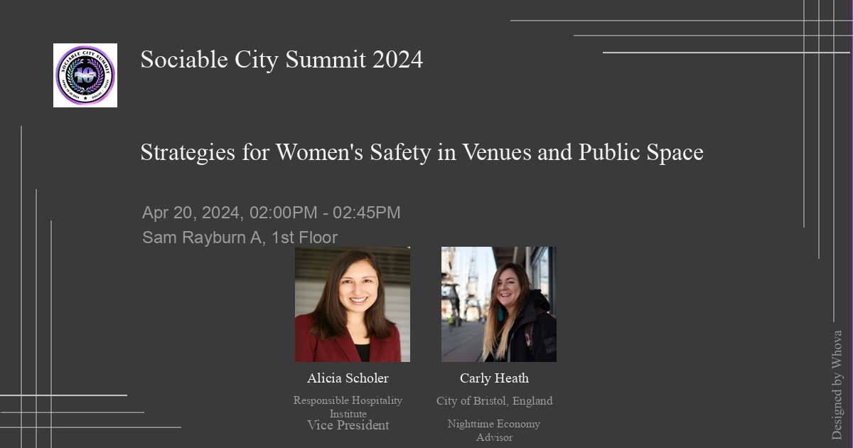 Women represent 50% population but are most recipients of #sexualharassment. Ensuring the safety of female patrons and employees working in nighttime #socialspaces is critical to the overall safety of #nightlife. Hear from <a href="/aliciascholer/">Alicia Scholer</a> <a href="/Carlybag/">Carly Heath</a> <a href="/BristolNightsHQ/">Bristol Nights</a> at #RHIsummit24