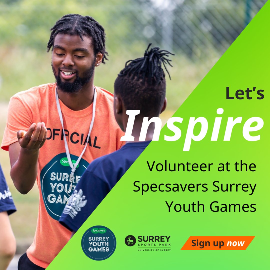 Are you ready to make an impact on Surrey's youth? 🏃‍♂️ Volunteer with us on June 15th at Surrey Sports Park, Guildford, for the Specsavers Surrey Youth Games! 🏅 Don't worry if you're not a sports expert! We have a variety of roles available. 🙌🏼 activesurrey.com/community/SYG/…