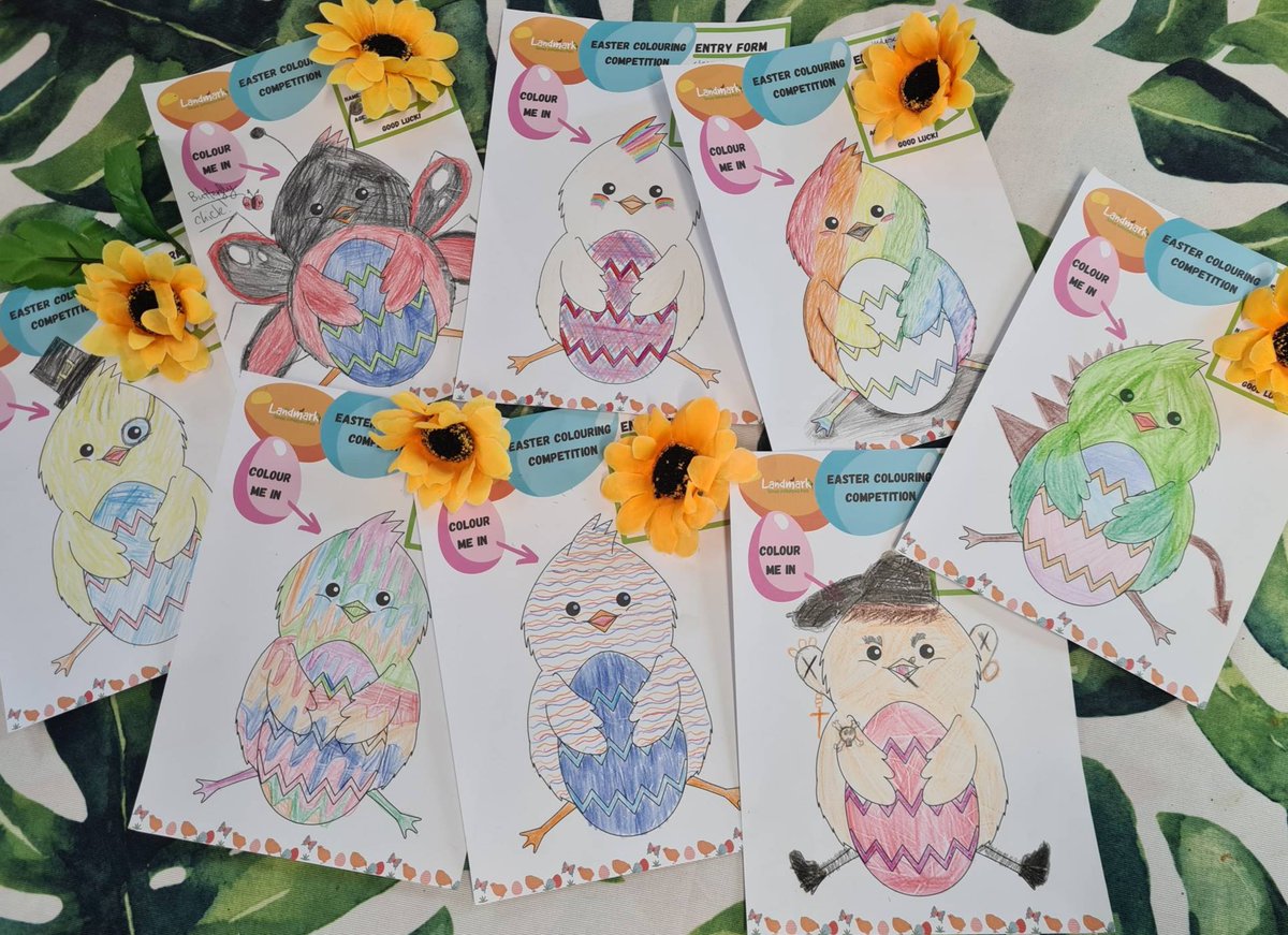 📢🐣Chick Colouring Competition winners👇 Under 5's Catergory: Leah Aged 4 5-8yrs Category: Cameron Miller Aged 7 9years + Category: Maggie Surtees Aged 9 Congratulations to all three of you-we are sure you will make some lovely creations with your new crafting supplies😊